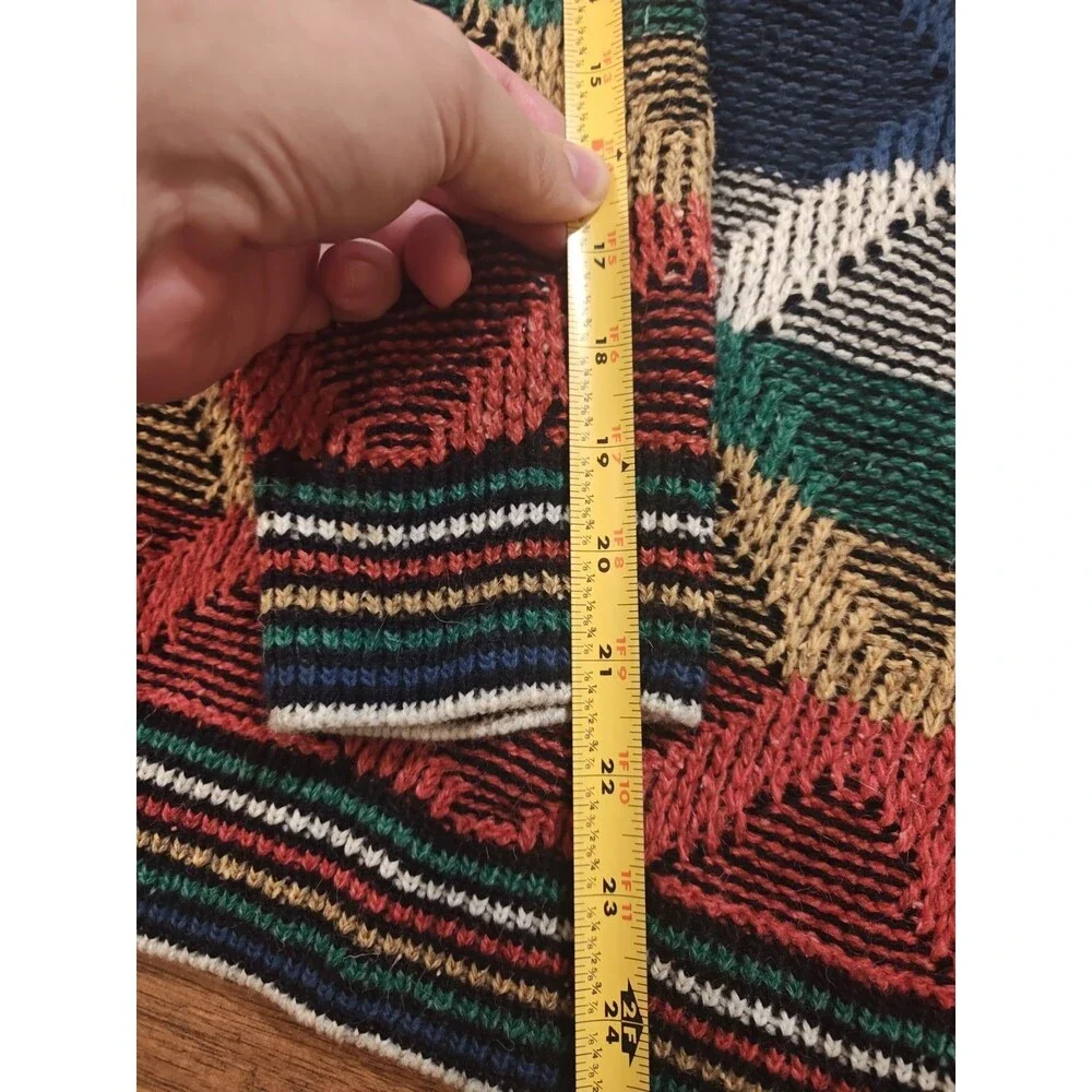 VTG 90s Norm Thompson Sweater Mens XL Multicolor Cosby Geometric Wool Blend